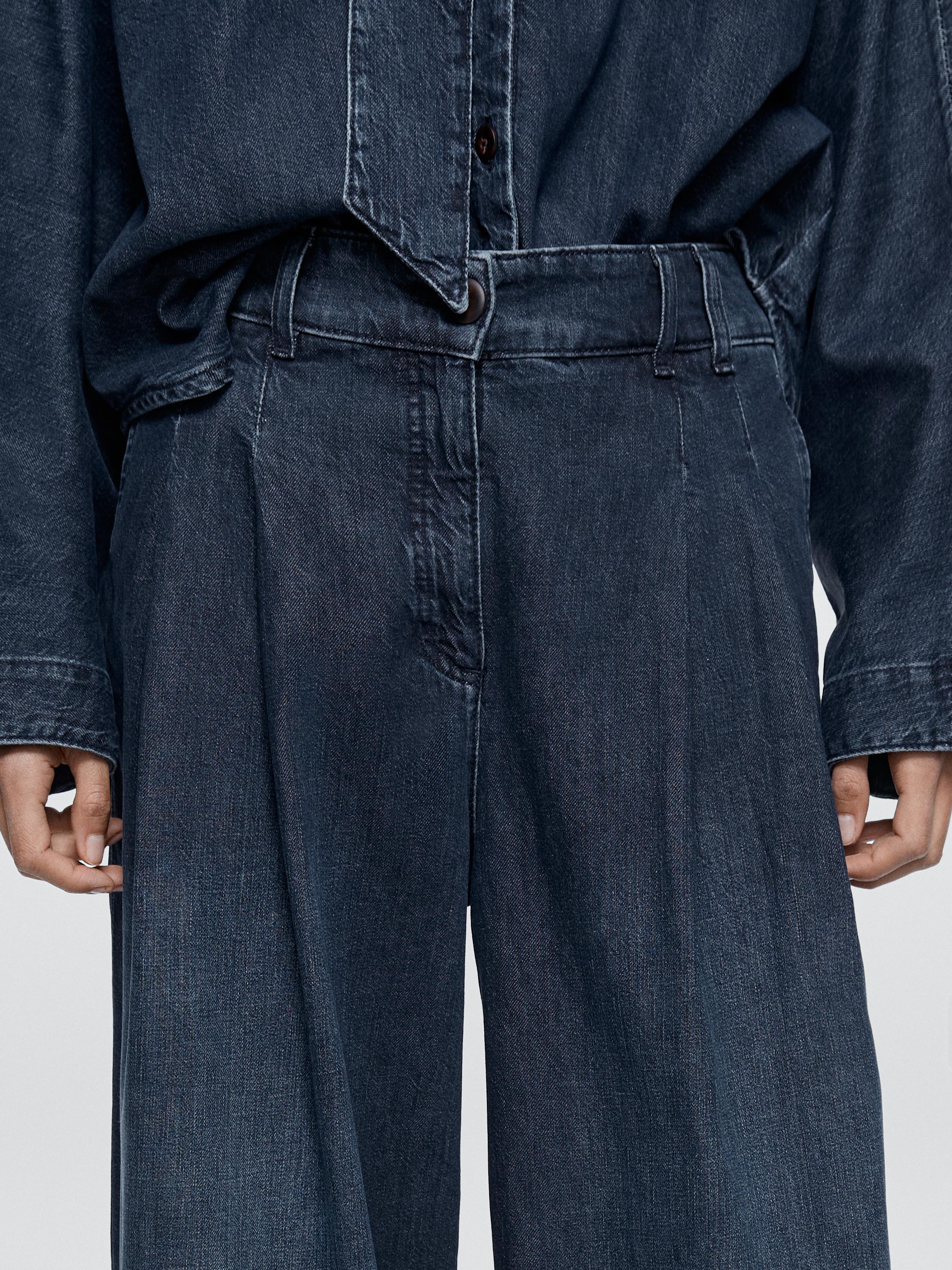 High-waist wide-leg darted jeans